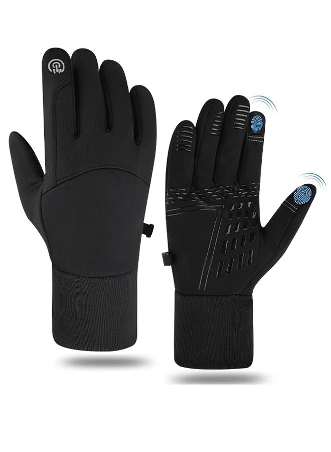 HS Winter Thermal Gloves, Touchscreen Compatible, Thermal, Windproof And Anti-Slip, Perfect For Cycling, Running And Driving, Men And Women' s Cold Weather Gear (L Size, Black) - Image 1